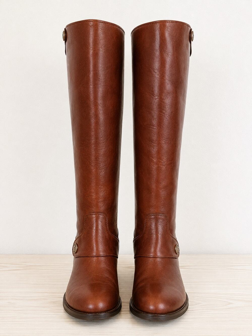 Frye Melissa Button Back Zip Riding Boots Cognac Leather Tall Women’s 9M